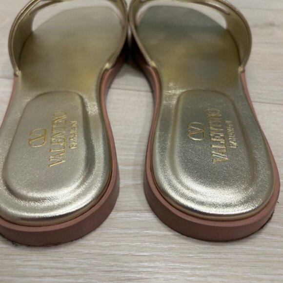 Valentino Garavani Gold Slide Sandals - Picture 6 of 10